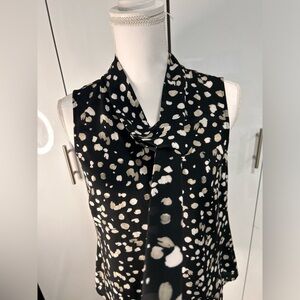 DKNY Black and Cream Floral Top